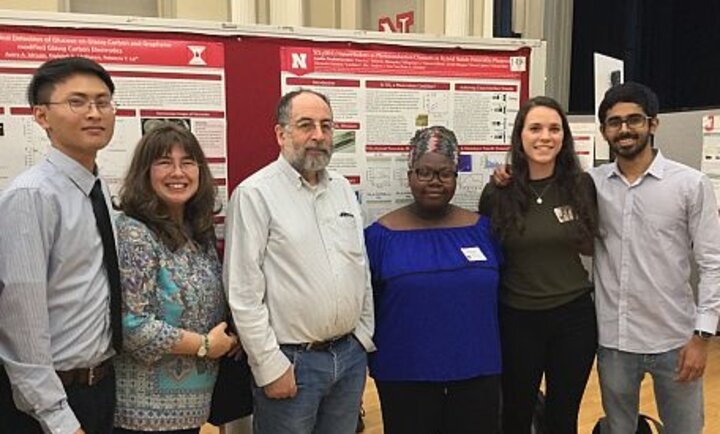 Prof. Carolina Ilie aand students Trieu Le, Annika Neufeld-Kreider, and Roselyn Tofa State University New York, Oswego, NY worked with Peter Dowben, Physics and Alexander Sinitskii, Chemistry.